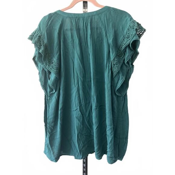 DR2 Women's Teal Blouse with Lace Details - Size 3X - Picture 2 of 6